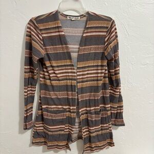 Bogo free Wallflower Women's Striped Cardigan - Gray and Brown